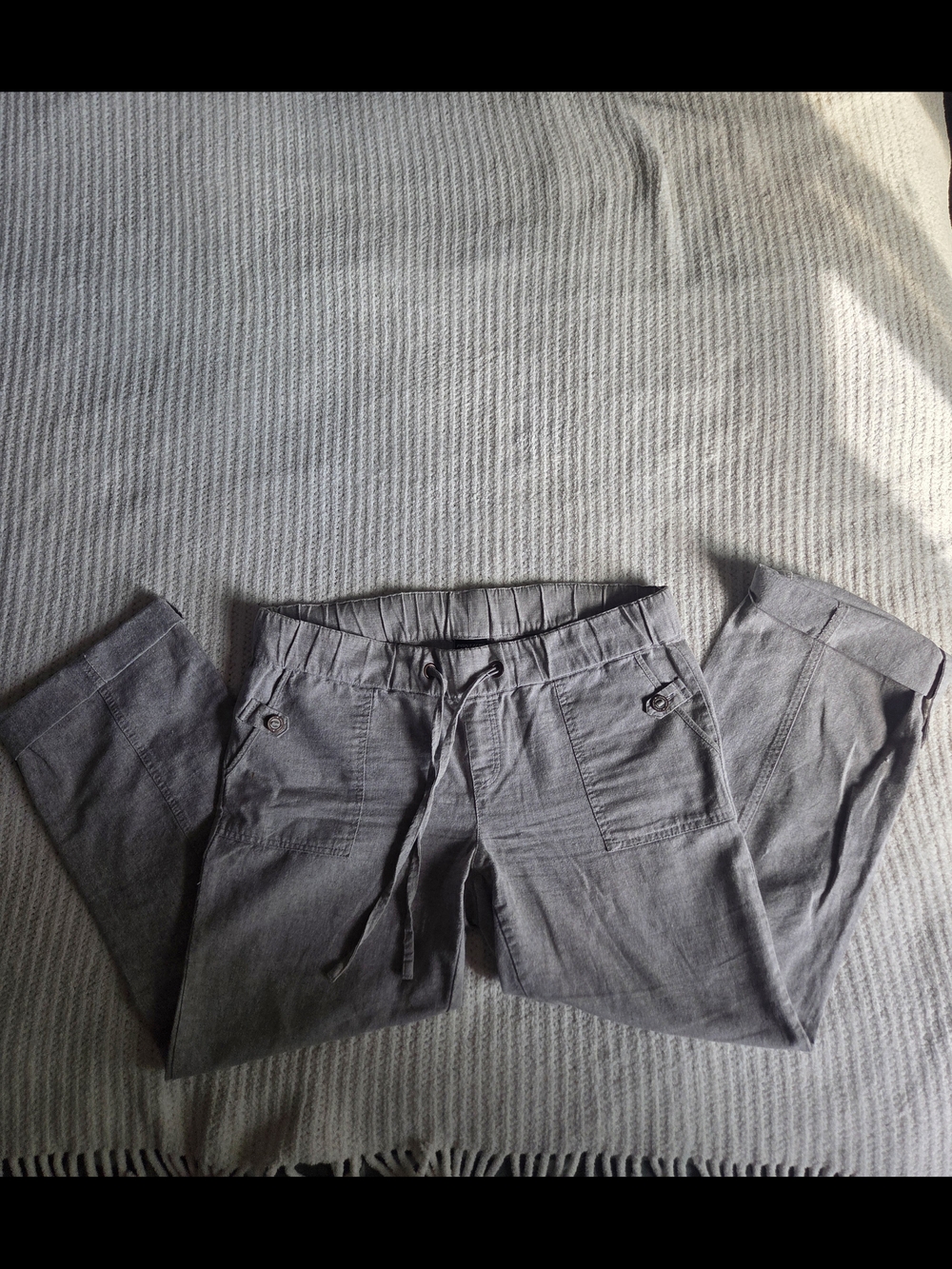 Point Zero Linen Blend Roll-Up Pants | Taupe | Size M - Picture 4 of 14